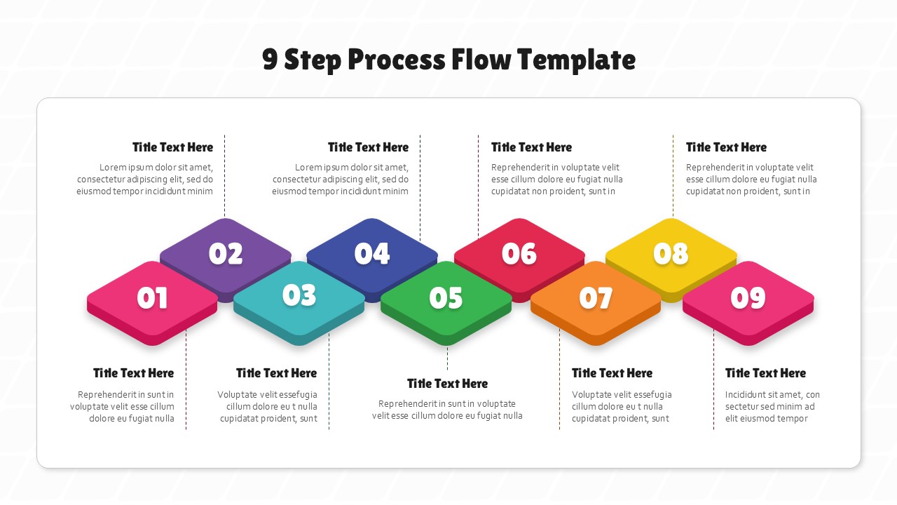 Brick Style 1 to 9 Step Process Flow PowerPoint Templates