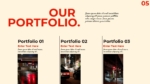 Elegant Black And Red Portfolio PowerPoint Slide Template