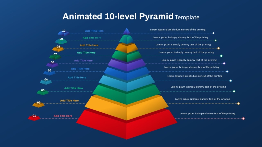 Animated 10 Level Pyramid PowerPoint Slide Presentation Template
