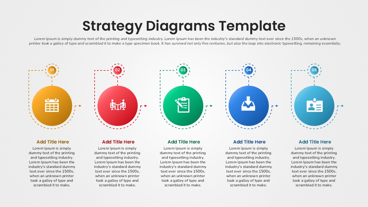 Five Step Strategic Planning Diagram PowerPoint and Google Slides Template