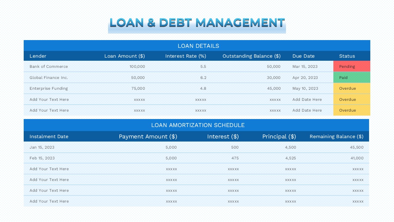 Loan and Debt Management Presentation Template