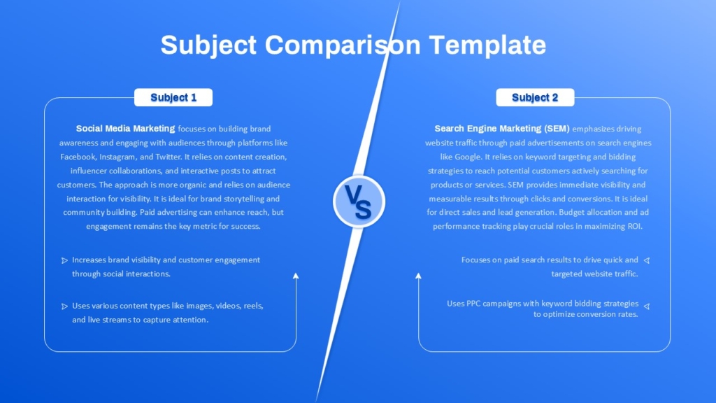 2 Subject Comparison Template for PowerPoint and Google Slides