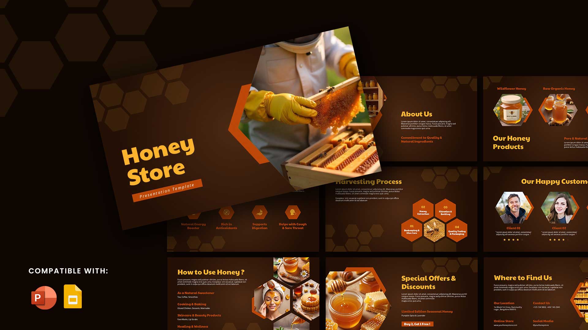Free Honey Store PowerPoint and Google Slides Presentation Templates Featured Image