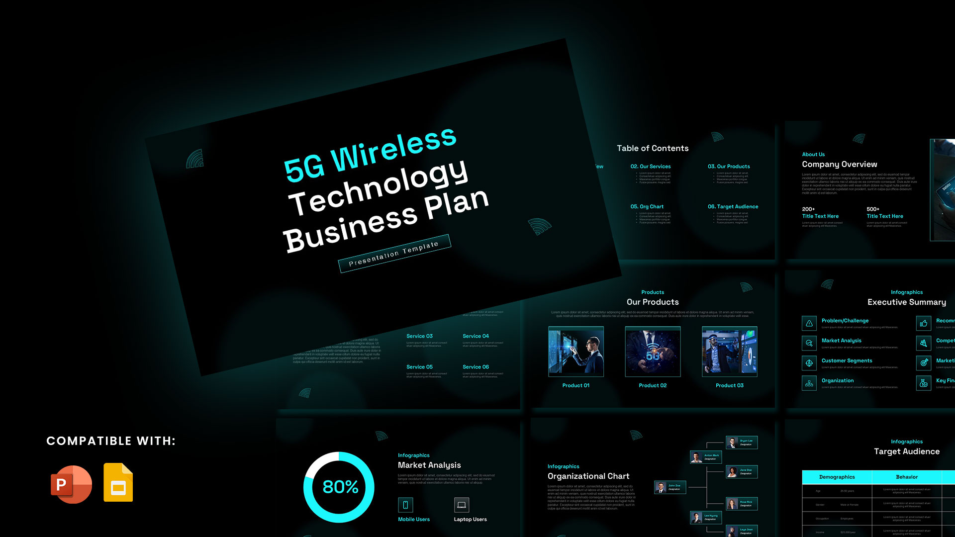5G Wireless Technology Business Plan PowerPoint & Google Slides Templates Featured Image