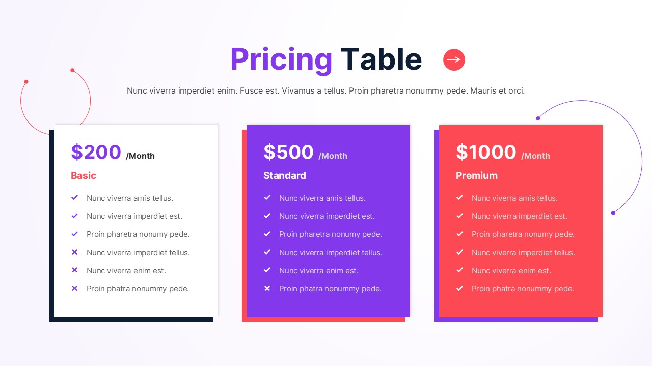 Pricing Table Template