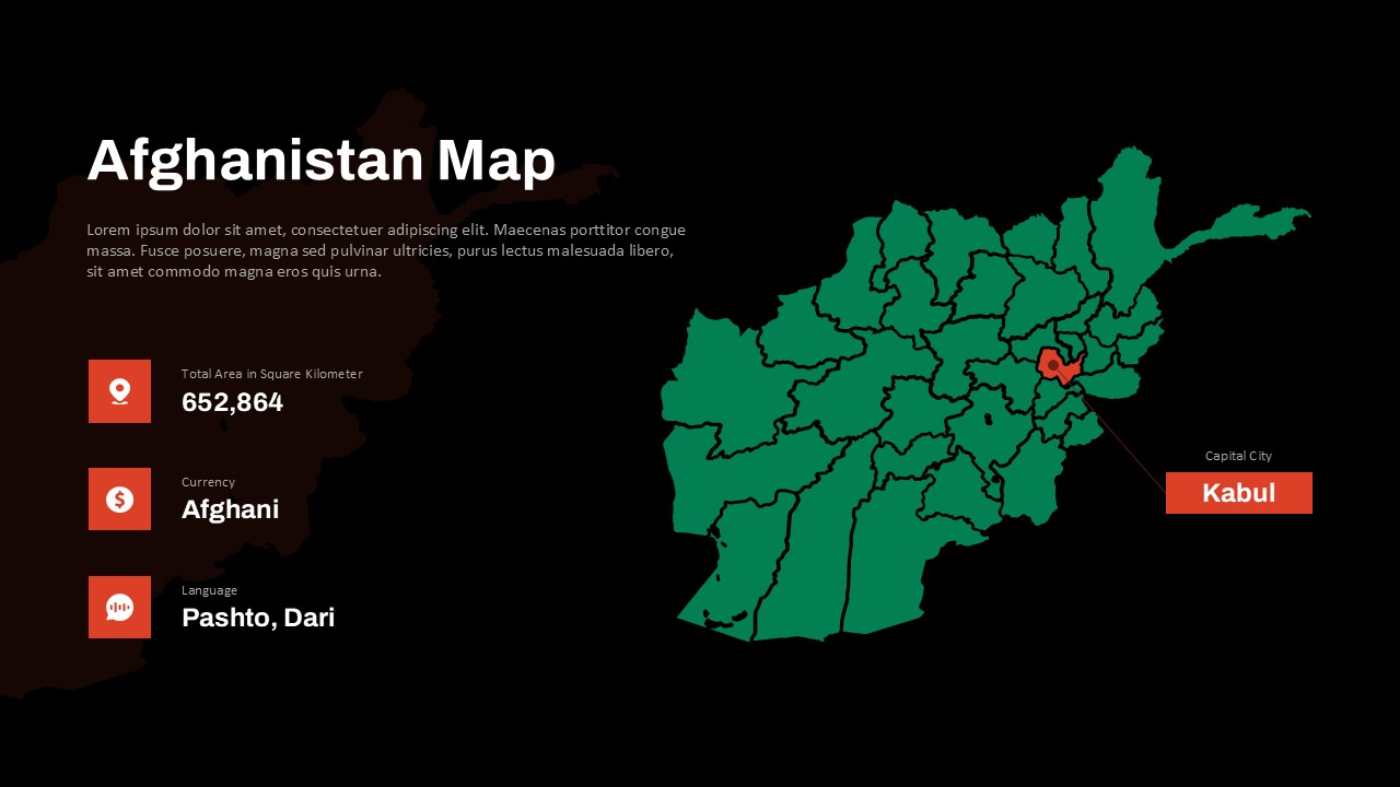 Afghanistan Map Template for PowerPoint and Google Slides