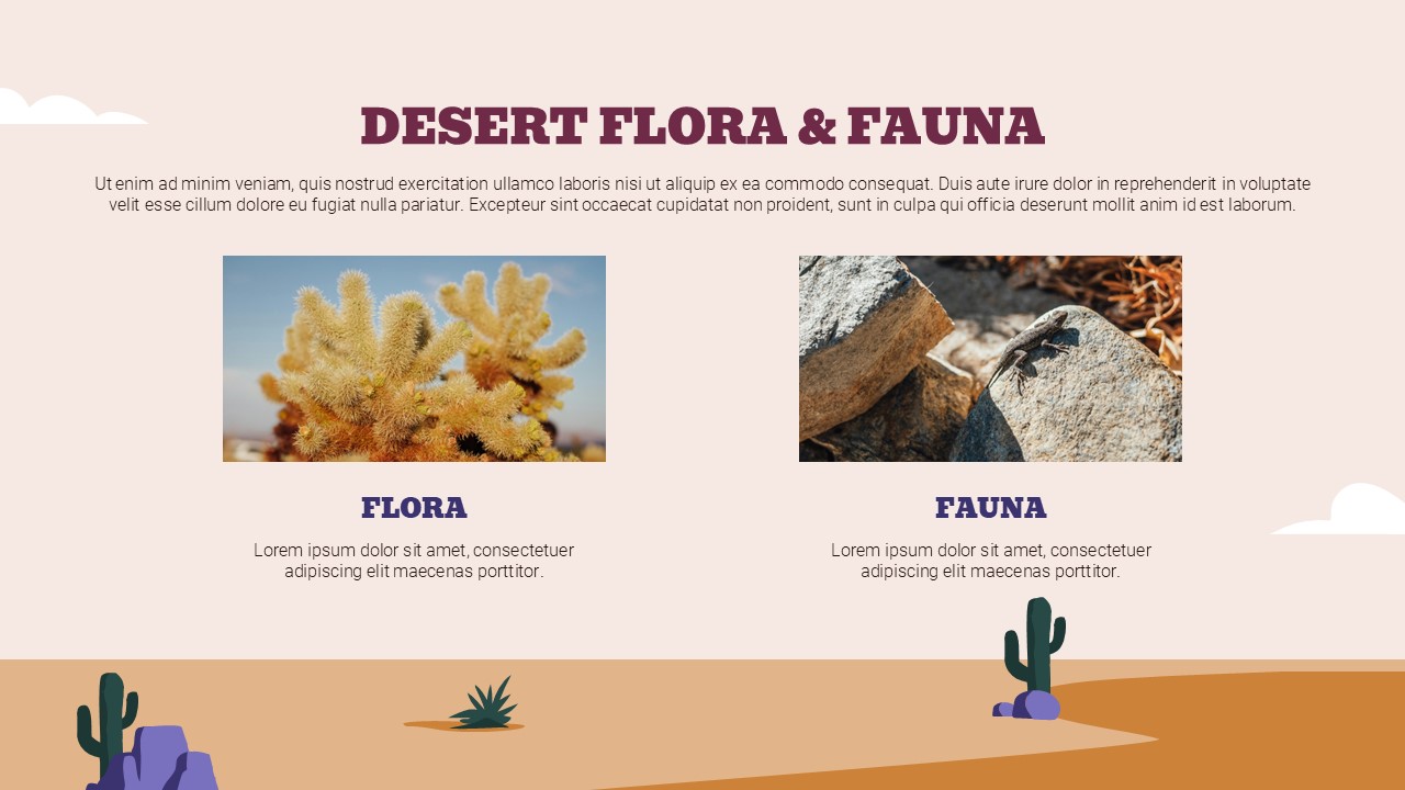 Desert Flora and Fauna Slide From Desert PowerPoint Presentation Templates
