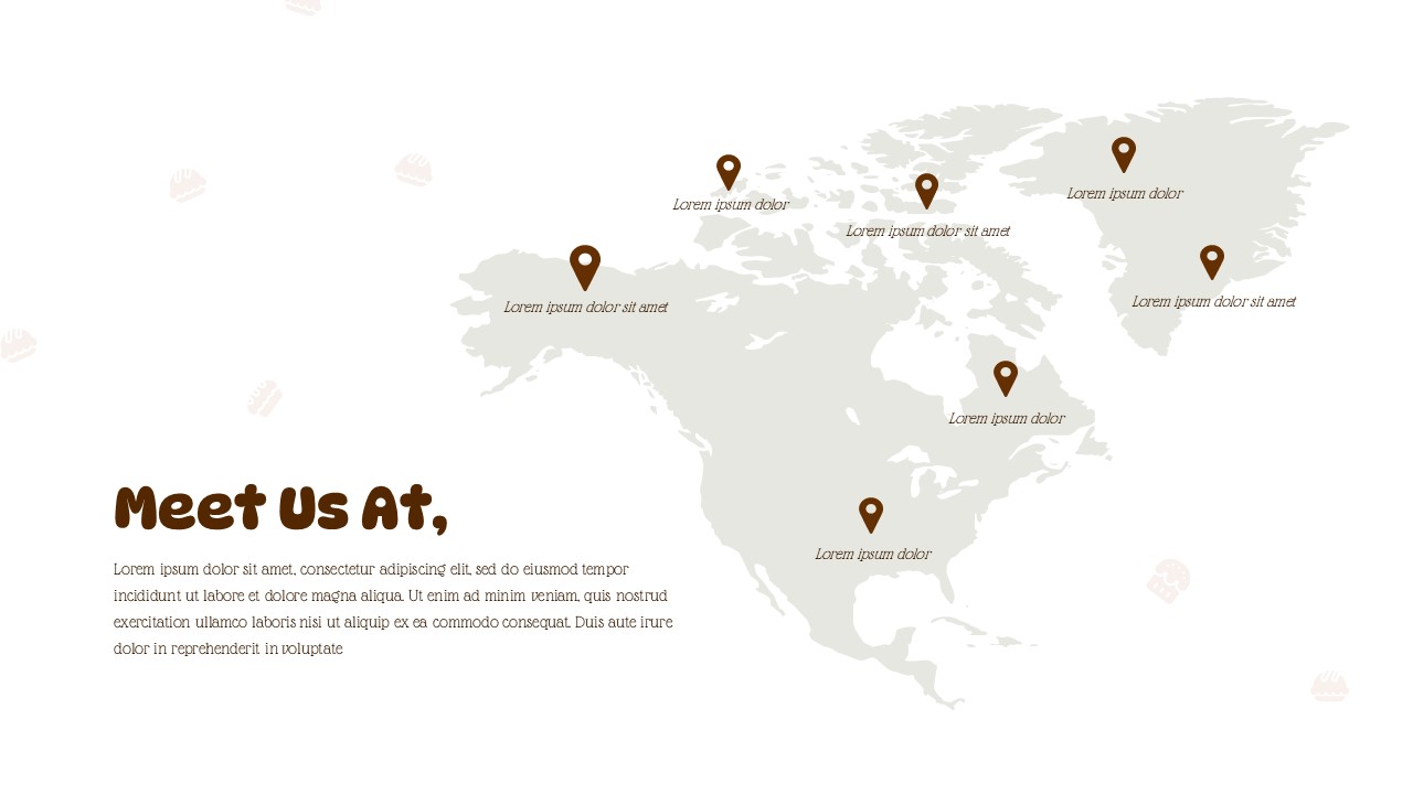 Meet Us At Slide From Bakery PowerPoint Templates