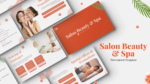 Salon Beauty & Spa PowerPoint template featuring promotional slides, pricing packages, and beauty treatment images