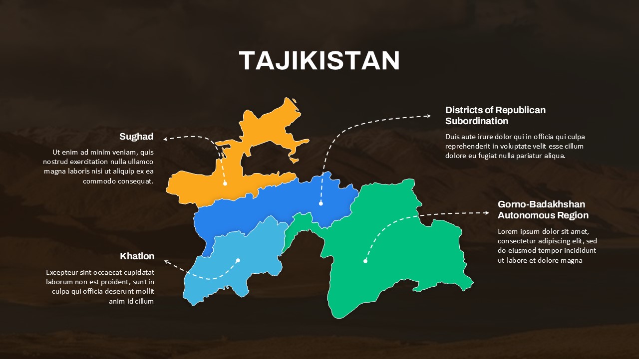 Tajikistan Regional Map PowerPoint Template
