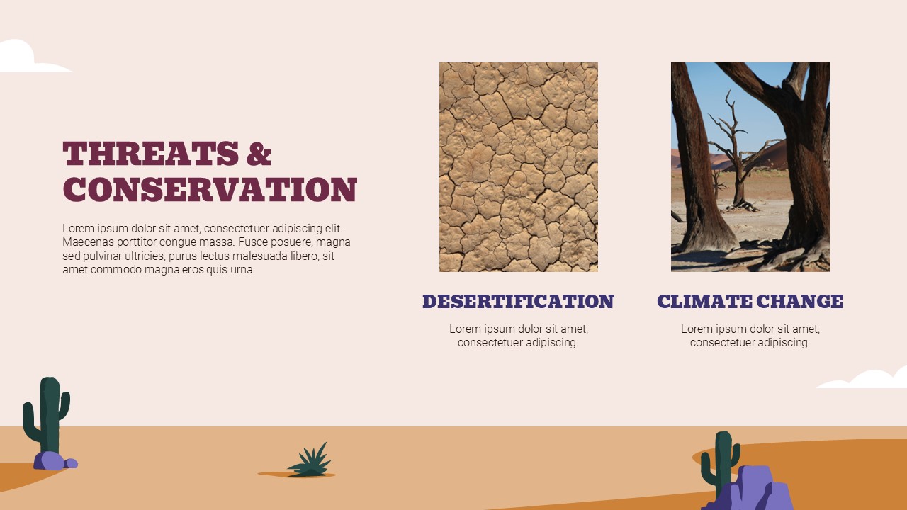 Threats and Conservation Slide From Desert PowerPoint Presentation Templates