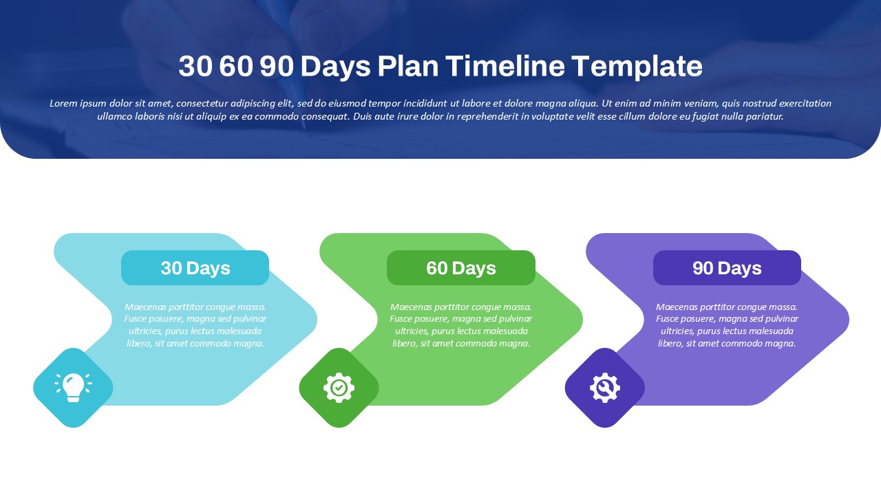 30 60 90 Days Strategic Plan Timeline PowerPoint Template