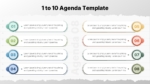 Eight-point agenda powerpoint template with numbered circles and alternating layout for presentation planning