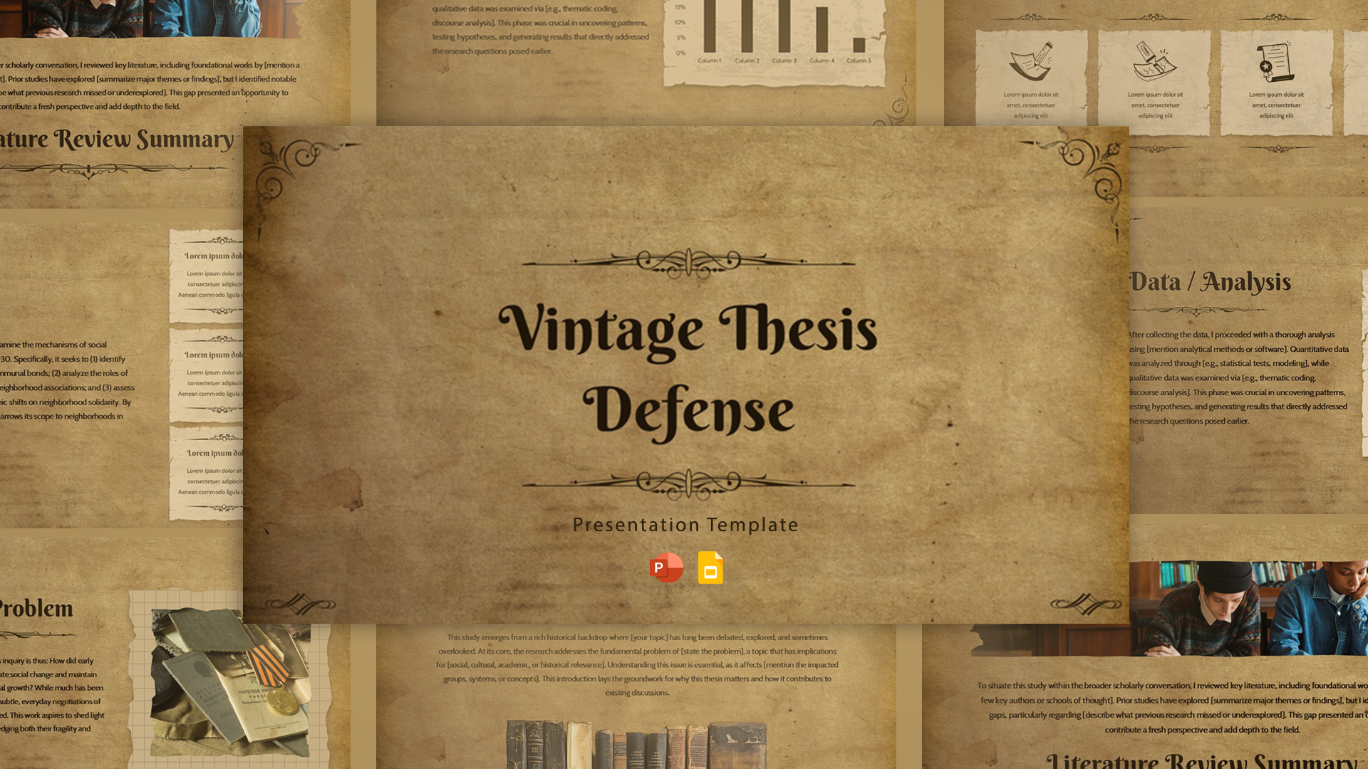 Free Vintage Thesis Defense PowerPoint Templates Featured Image