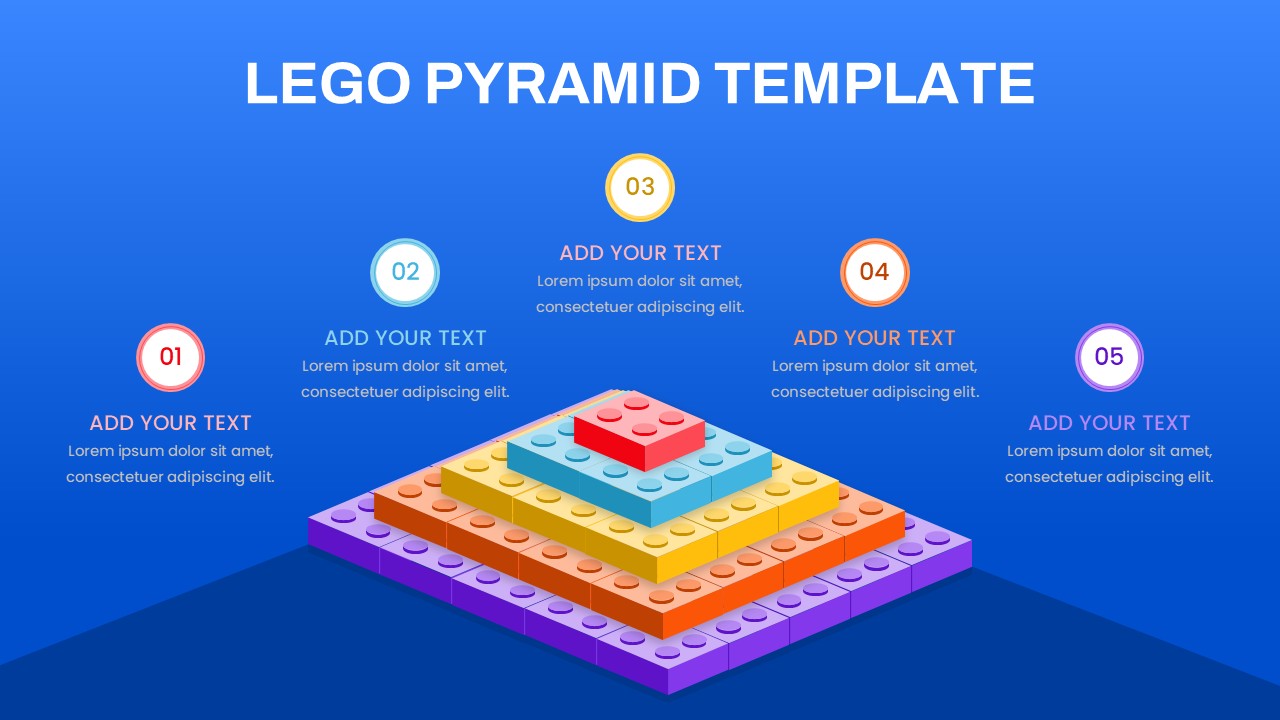 Lego Pyramid Template with five levels for presentation
