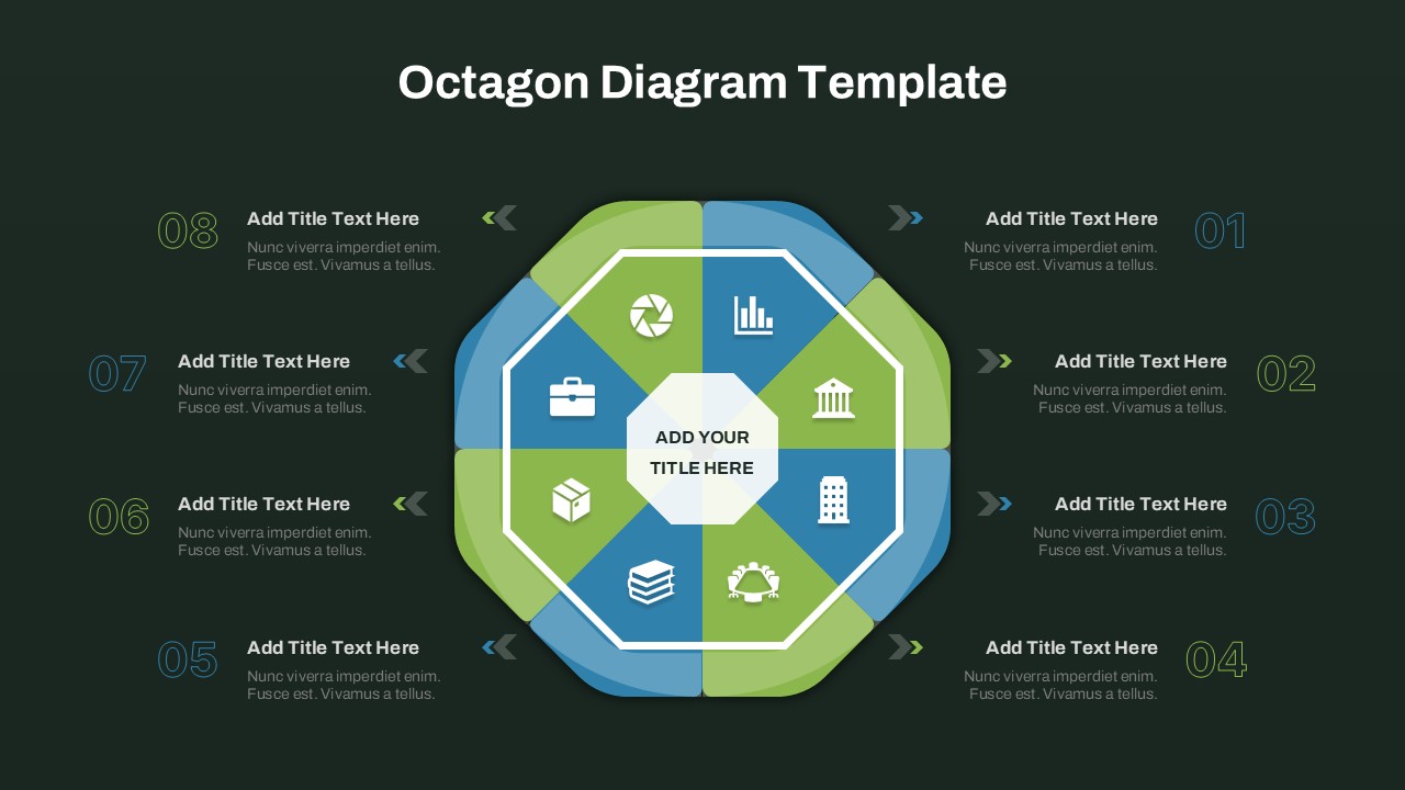 PowerPoint Octagon Diagram Template for visualizing multiple concepts in an organized format