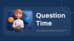 3D character with question mark icons in 'Question Time' PowerPoint template