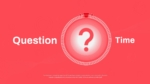 Question Time PowerPoint template with a question mark inside a countdown timer graphic on a red background