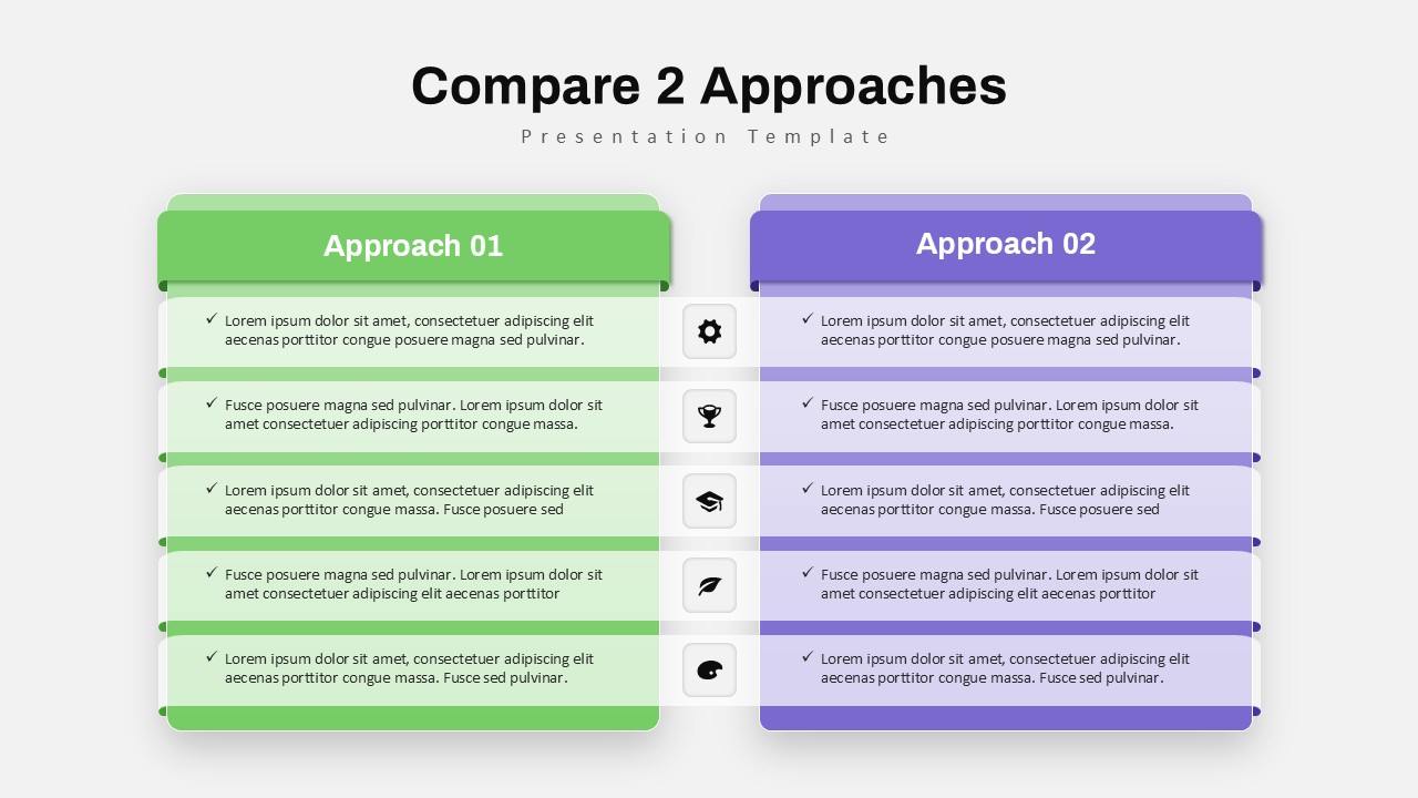 2 Approach Comparison PowerPoint Template