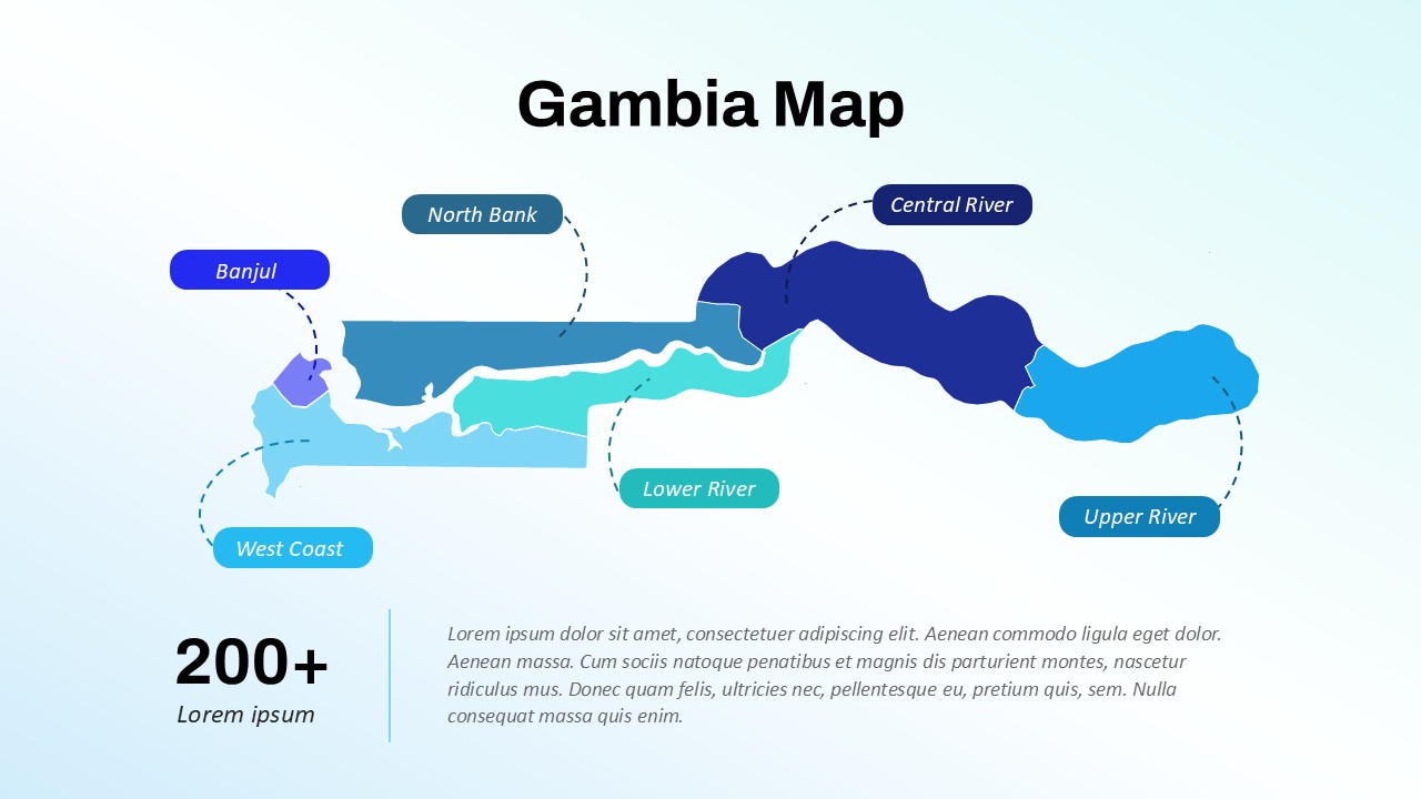Editable Gambia Map PPT Template & Google Slides