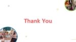 Thank You slide with large red text and images of children in a classroom, offering a polite conclusion to the presentation