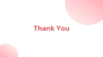 Minimalist thank you slide with bold red text and soft pink gradient circles in the corners