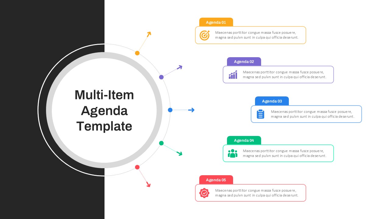 Multi-Item Agenda PowerPoint Slide Template