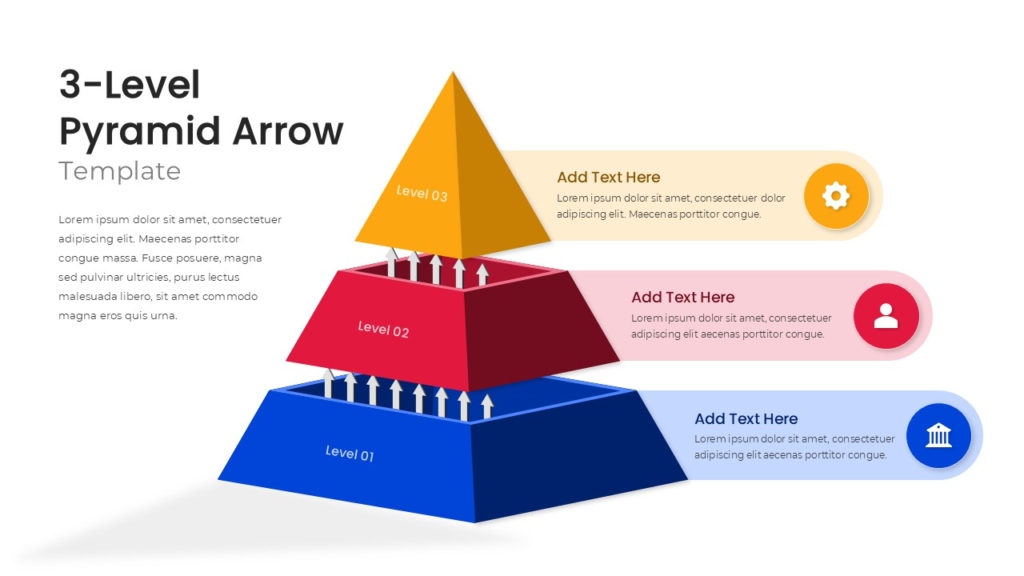 3-Level Pyramid Arrow Diagram for PowerPoint & Google Slides