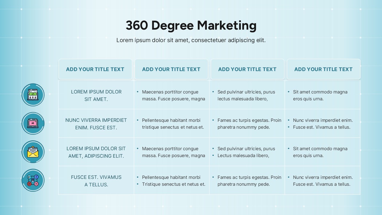 360 Degree Marketing PowerPoint and Google Slides