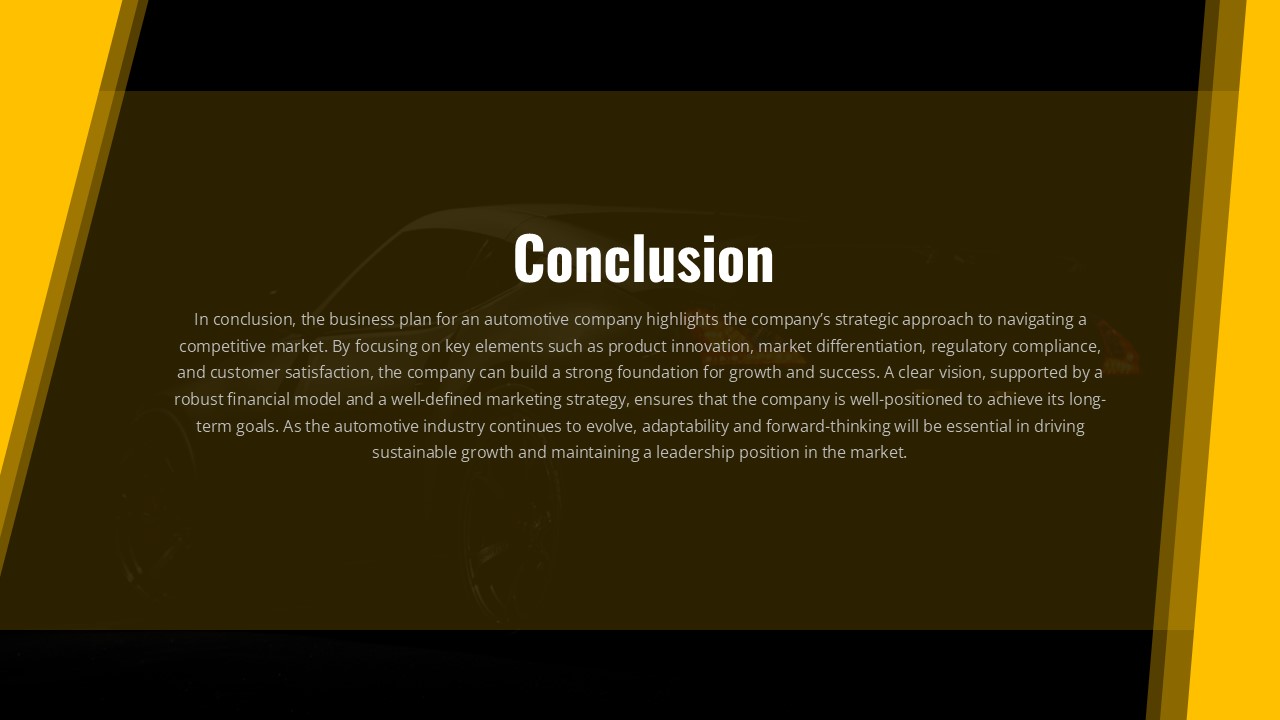 Automotive Business Plan Conclusion PowerPoint and Google Slides