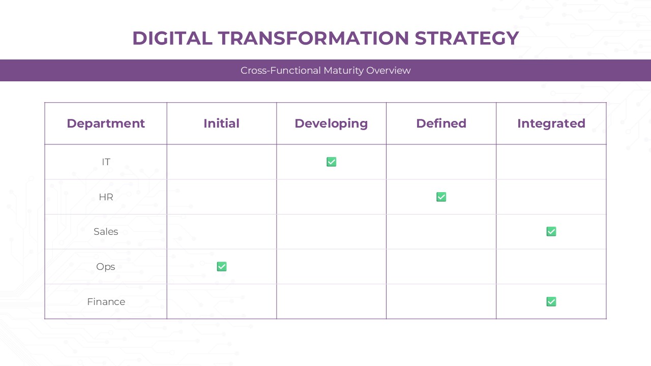 Cross Functional Maturity Overview Template For Ppt And Google Slides