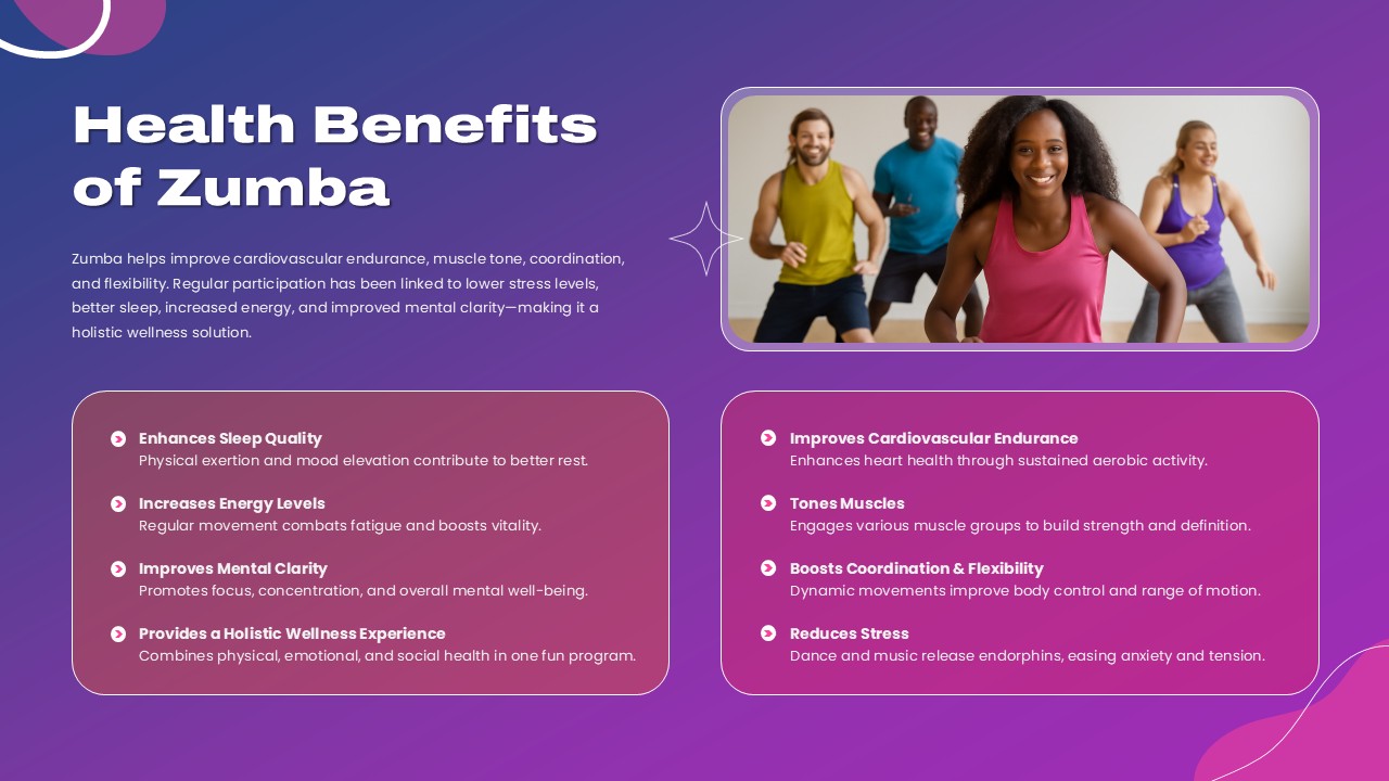 Health Benefits of Zumba Template for PowerPoint and Google Slides