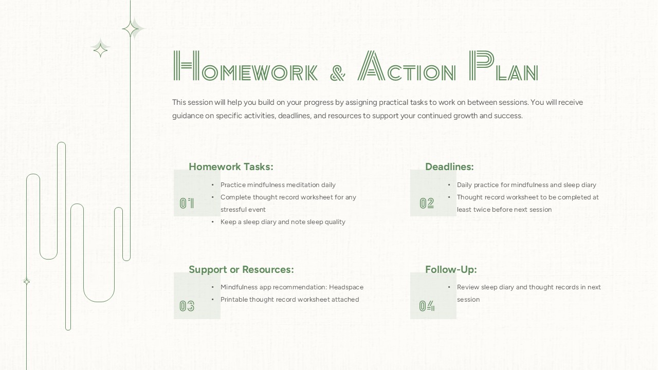 Homework and Action Plan Template for PowerPoint and Google Slides