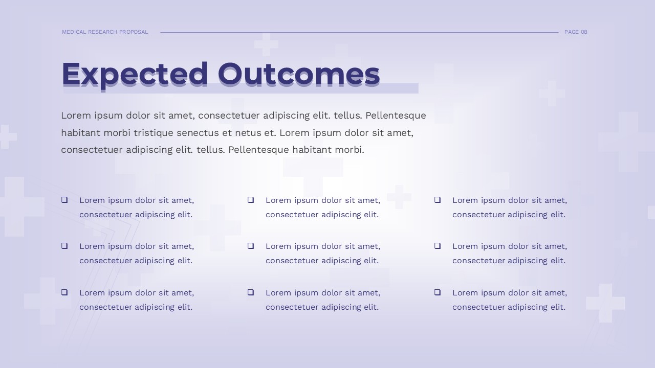 Medical Research Proposal Template Expected Outcomes for PPT and Google Slides