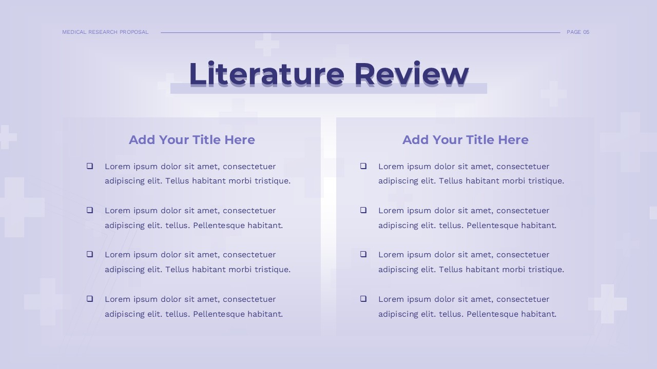 Medical Research Proposal Template Literature Review for PPT and Google Slides