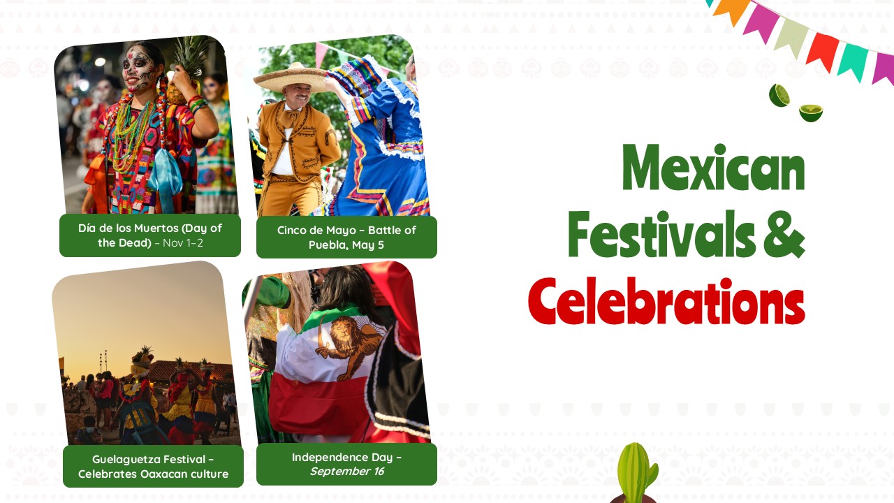 Mexican Festivals And Celebrations Mexican Theme Template For PowerPoint And Google Slides
