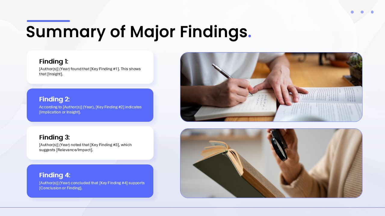 Summary of Major Finding Literature Review PowerPoint and Google Slides