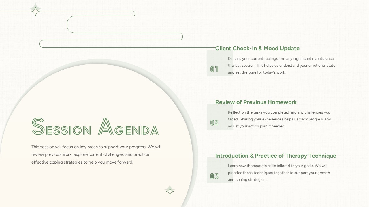 Therapy Session Agenda Template for PowerPoint and Google Slides