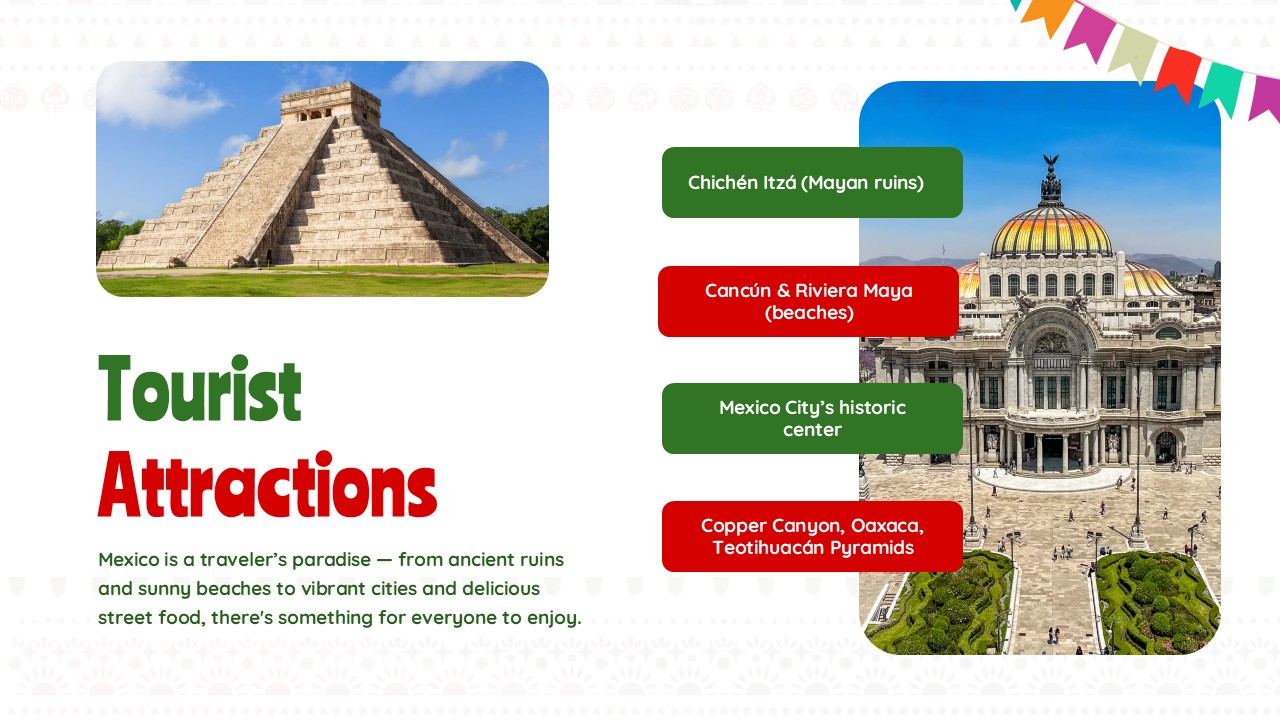 Tourist Attractions Mexican Theme Template For PowerPoint And Google Slides