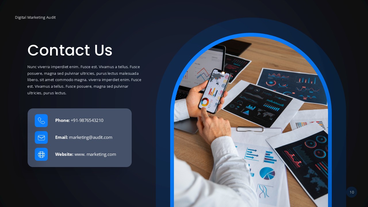 Contact Us Digital Marketing Audit Template for PowerPoint and Google Slides