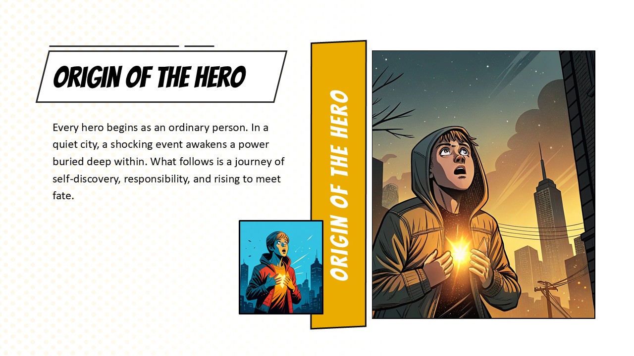 Origin of the Hero Comic Book Style Template for PowerPoint and Google Slides