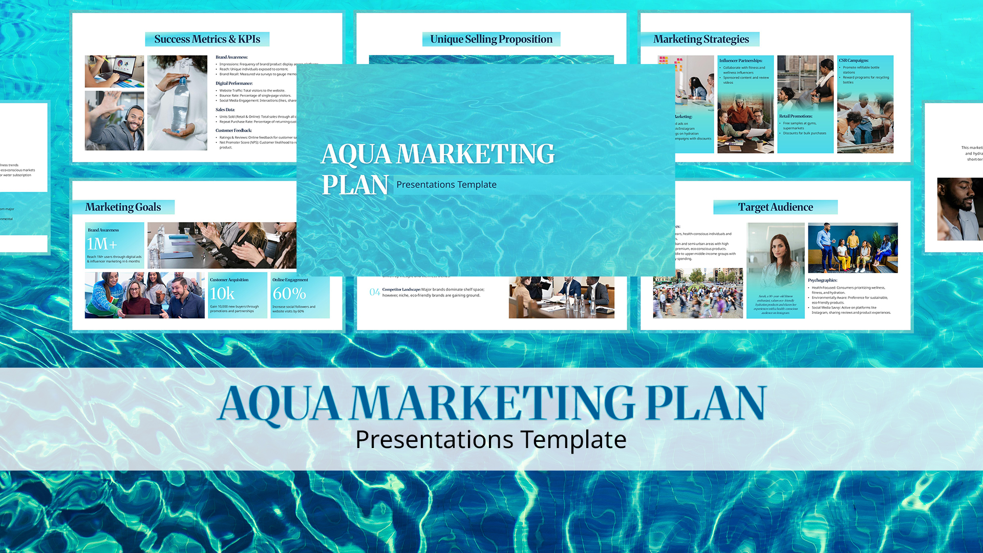 Aqua Marketing Plan PowerPoint and Google Slides