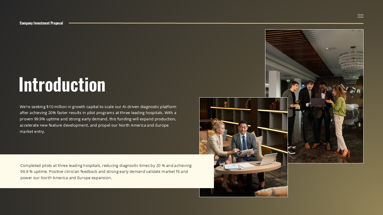 Introduction Company Investment Proposal PPT Google Slides