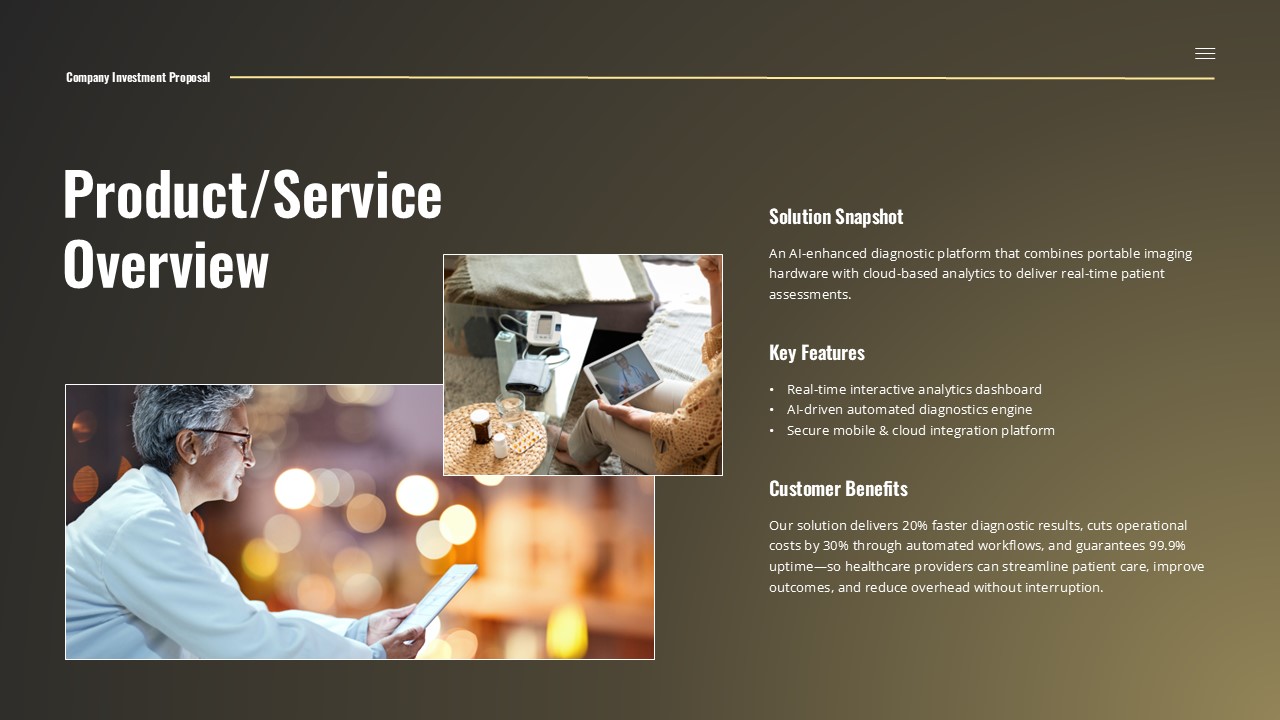 Product Services Overview Investment Proposal Google Slides