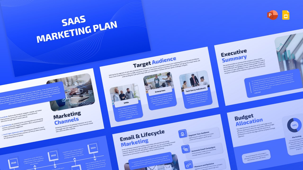 SaaS Marketing Plan Template for PowerPoint and Google Slides