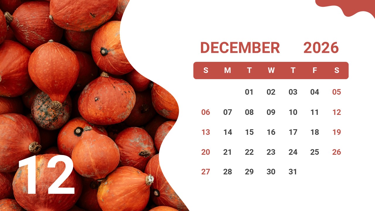 2026 December Calendar Template for PowerPoint and Google Slides