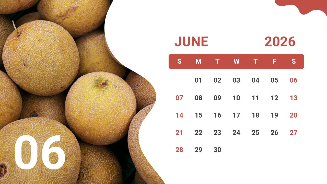 2026 June Calendar Template for PowerPoint and Google Slides
