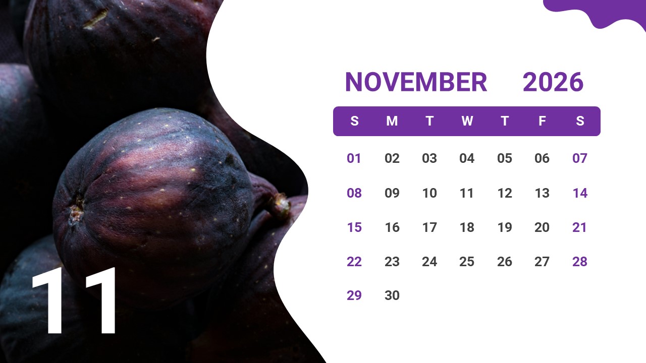 2026 November Calendar Template for PowerPoint and Google Slides