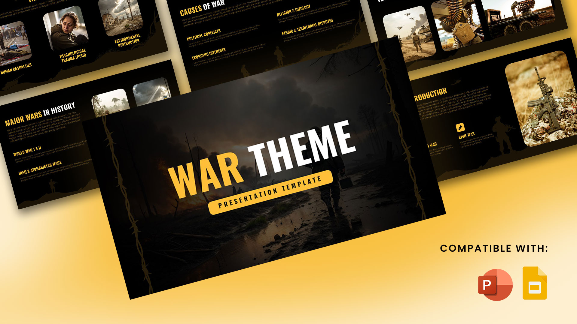 War Theme Presentation Template for PowerPoint and Google Slides