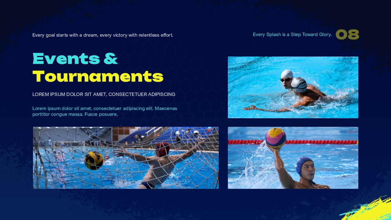 Events and Tournaments Water Polo Sports Club Template for PowerPoint and Google Slides